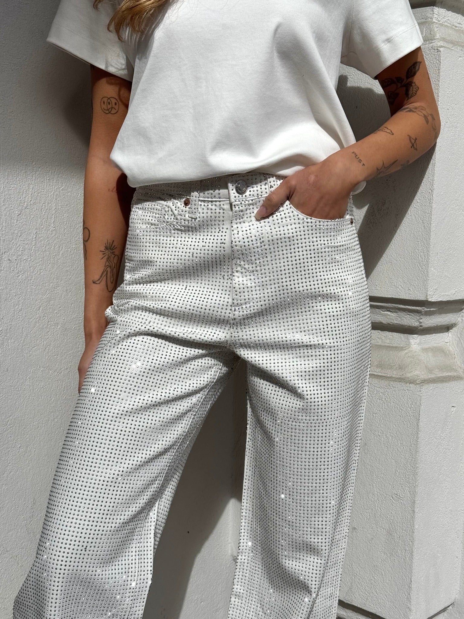 VMTESSA Rhinestone Jeans - Bright White